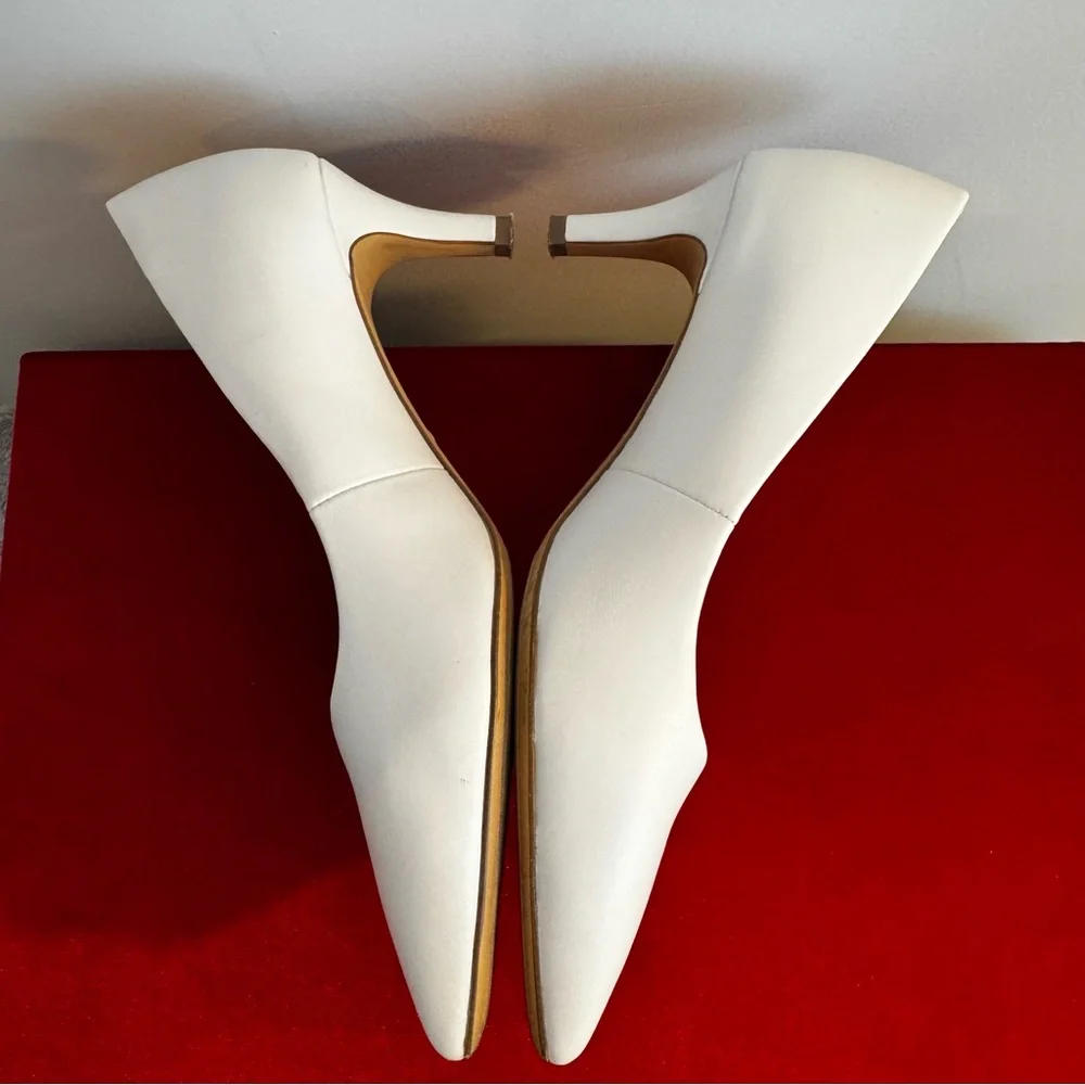 Tamaris White Pointed Toe Pumps Heels - "Touch-it" Comfort Footbed - Size 39 - Picture 10 of 12